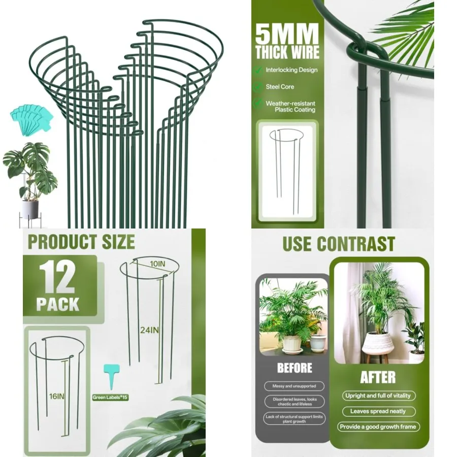 2 Pack Plant Support Stakes, 24 Inch Plant Stakes for Outdoor Plants, Peony Cage with 5 Pcs Green Lables, Peony Cages and Suppo
2 Pack Plant Support Stakes, 24 Inch Plant Stakes for Outdoor Plants, Peony Cage with 5 Pcs Green Lables, Peony Cages and Suppo