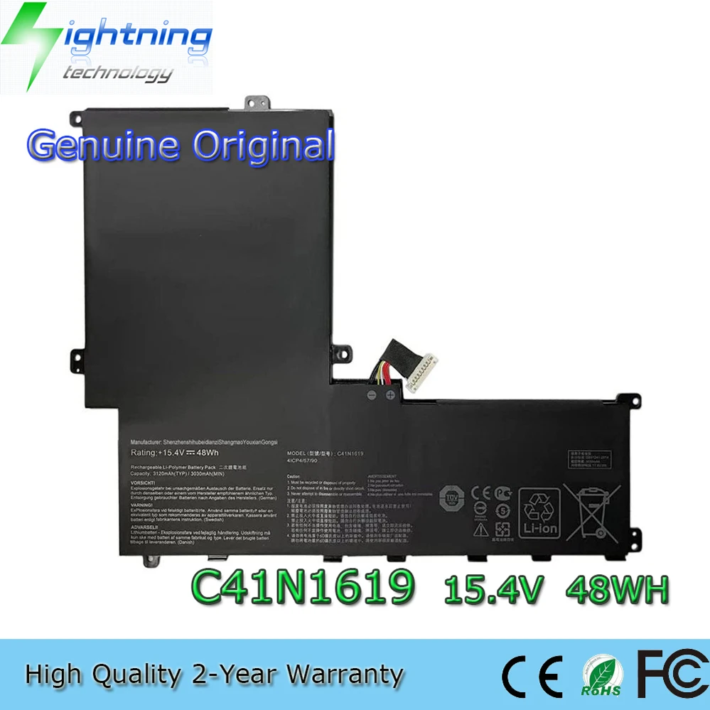 Оригинальный аккумулятор для ноутбука C41N1619 15,4 В 48 Втч для Asus Pro B9440UA B9440FA B9440UA7200 B9440UA7500
Оригинальный аккумулятор для ноутбука C41N1619 15,4 В 48 Втч для Asus Pro B9440UA B9440FA B9440UA7200 B9440UA7500