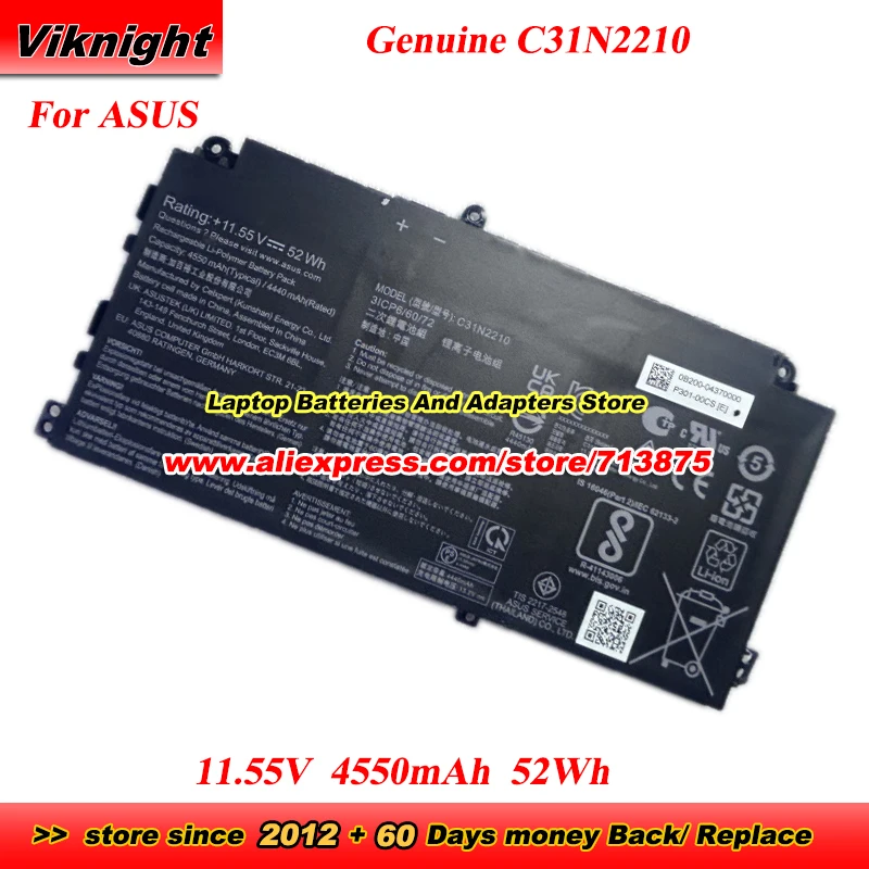 Оригинальный аккумулятор C31N2210 3ICP6/60/72 для ноутбука ASUS ExpertBook B2 B2402CVA B2402FVA B2502CVA B2502FVA Flip B2402F 11,55 В 52 Втч
Оригинальный аккумулятор C31N2210 3ICP6/60/72 для ноутбука ASUS ExpertBook B2 B2402CVA B2402FVA B2502CVA B2502FVA Flip B2402F 11,55 В 52 Втч