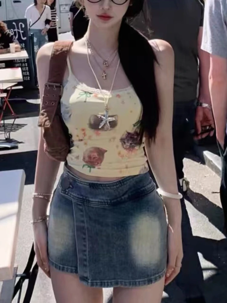 2024 Elegant Chic Sexy 2 Piece Set Women Print Y2k Casual Retro Mini Skirt Suit Female Sleeveless Strap Tops+High-waisted Skirt
2024 Elegant Chic Sexy 2 Piece Set Women Print Y2k Casual Retro Mini Skirt Suit Female Sleeveless Strap Tops+High-waisted Skirt