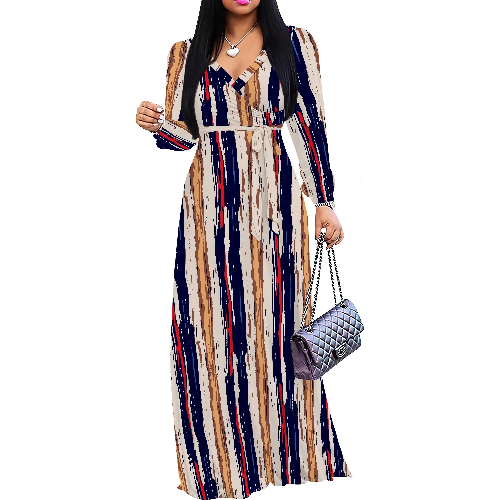 Women’s Plus Size Maxi Dress with Pocket Striped print pattern V-neck Long Sleeve Casual Loose Fit
Women’s Plus Size Maxi Dress with Pocket Striped print pattern V-neck Long Sleeve Casual Loose Fit