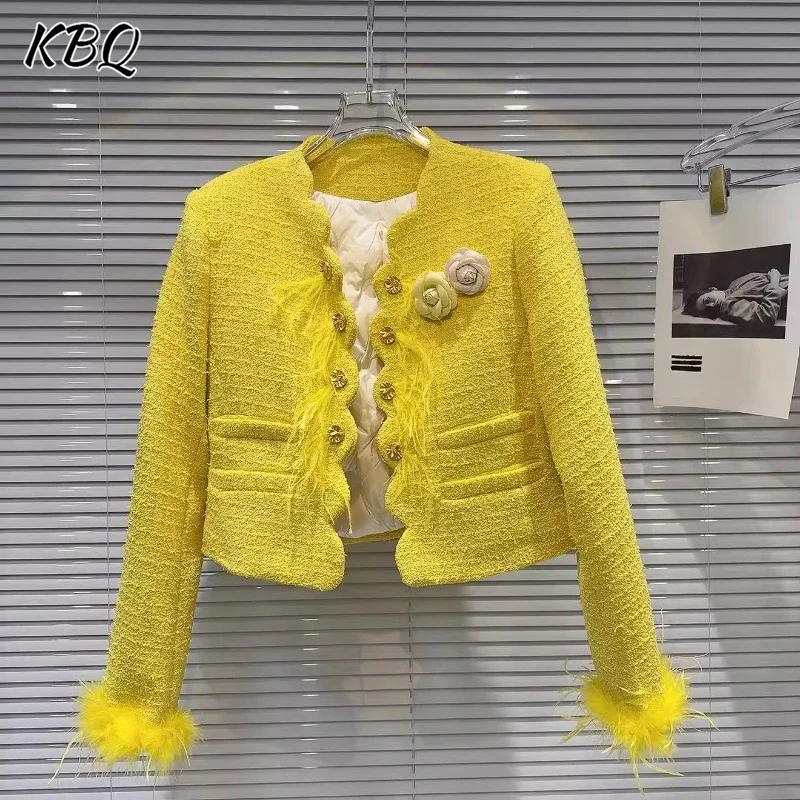 KBQ Elegant Chic Spliced Appliques Coats For Women Round Neck Long Sleeve Patchwork FeatherDesign Sense Warm Coats Female Style
KBQ Elegant Chic Spliced Appliques Coats For Women Round Neck Long Sleeve Patchwork FeatherDesign Sense Warm Coats Female Style