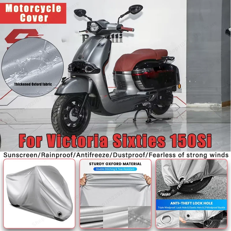 For Victoria Sixties 150Si No Ear Motorcycle Cover -Outdoor Full Body Protection, Waterproof Dustproof Sunscreen Accessory
For Victoria Sixties 150Si No Ear Motorcycle Cover -Outdoor Full Body Protection, Waterproof Dustproof Sunscreen Accessory