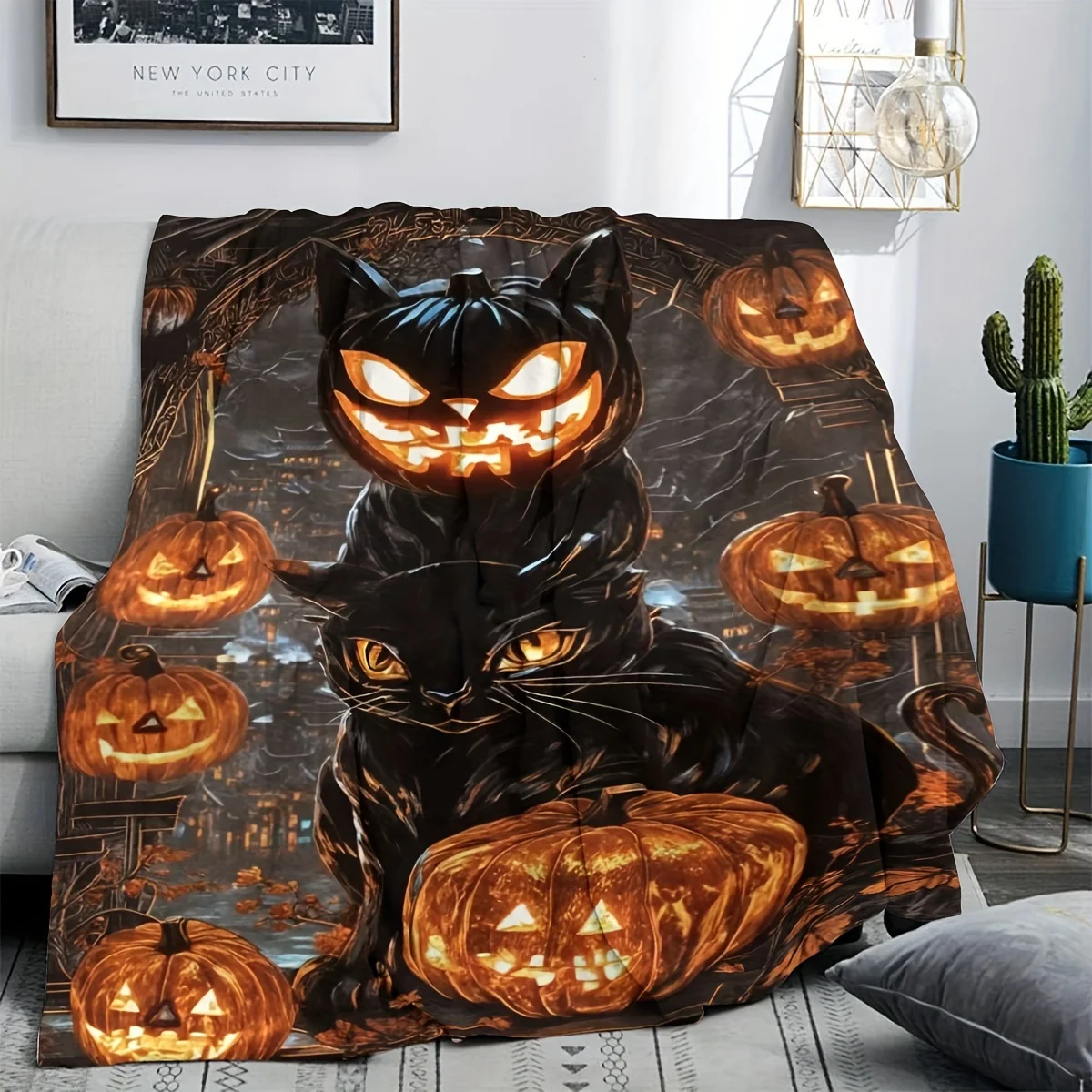 Glam Style Halloween Theme Black Cat & Pumpkin Flannel Throw Blanket - Hypoallergenic, All-Season Knitted Quilted Flannel
Glam Style Halloween Theme Black Cat & Pumpkin Flannel Throw Blanket - Hypoallergenic, All-Season Knitted Quilted Flannel