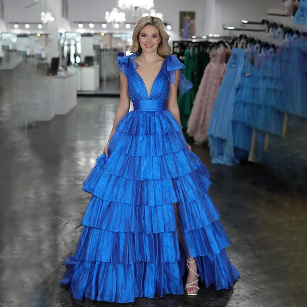 Prom Dress 2025 V-Neck Long Cocktail Evening Dress for Women Party Gowns with Slit Tiered Formal Occasions Dresses Customized
Prom Dress 2025 V-Neck Long Cocktail Evening Dress for Women Party Gowns with Slit Tiered Formal Occasions Dresses Customized