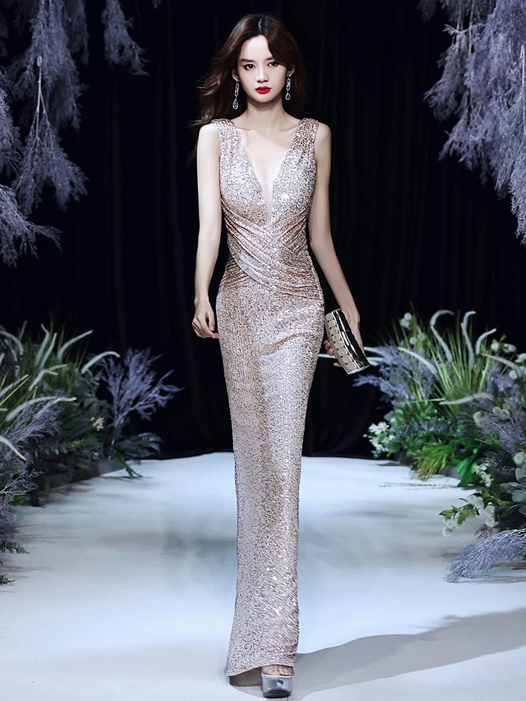 Ele Gold Evening Dr for Women Important Ocns Host Beautiful Luxury High-End Faion Korean Sle Long Gown
Ele Gold Evening Dr for Women Important Ocns Host Beautiful Luxury High-End Faion Korean Sle Long Gown