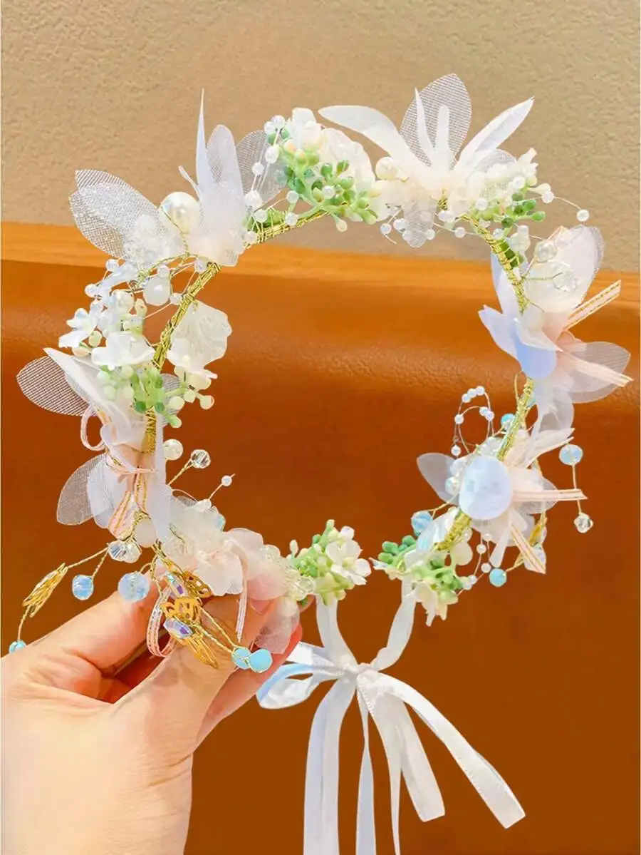 Elegant Floral Headband With Pearls And Ribbons For Women
Elegant Floral Headband With Pearls And Ribbons For Women
