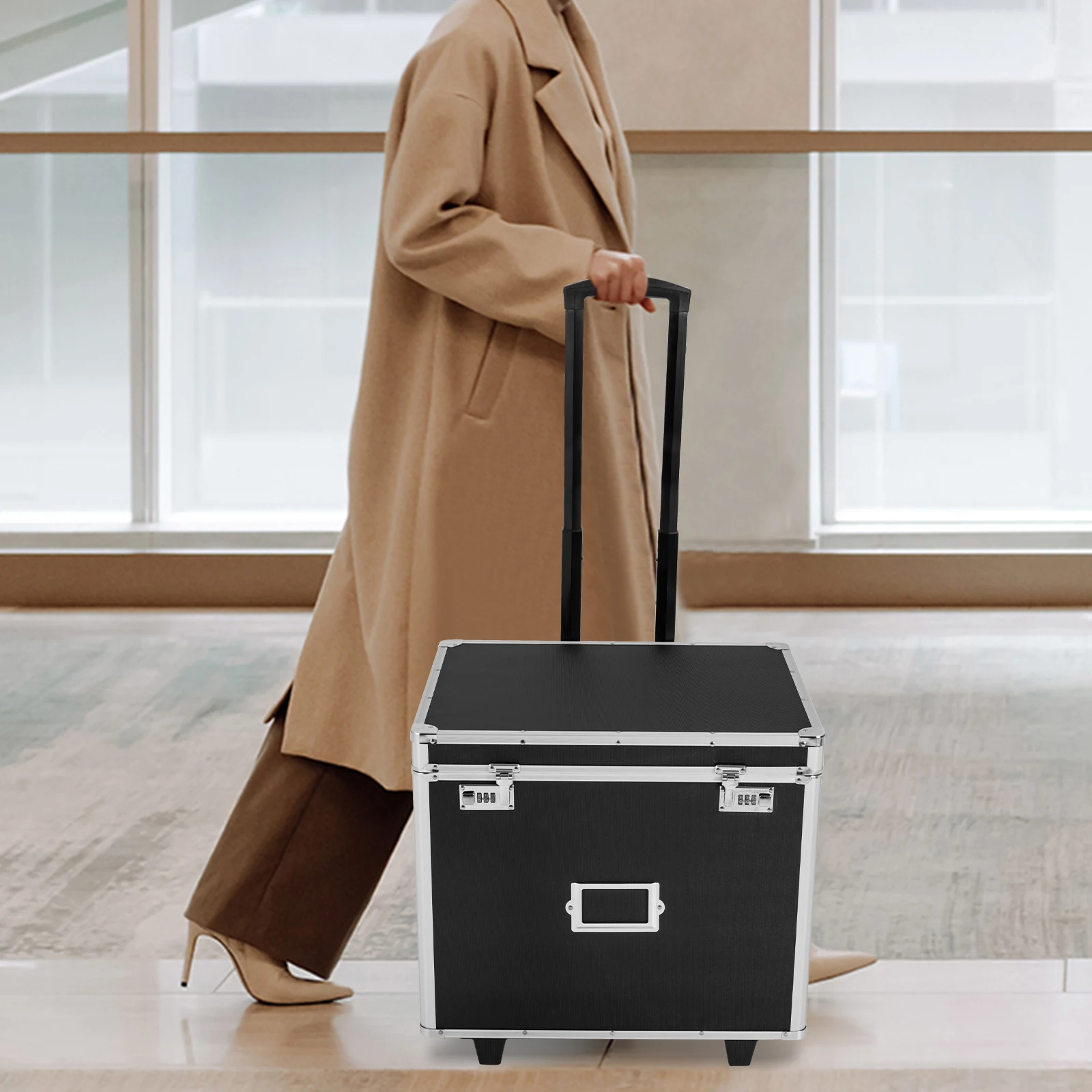 Locking Mobile Business Case with Aluminum Alloy Security, 2-Wheel Portable File Box & Telescoping Handle for Office/Home Docum
Locking Mobile Business Case with Aluminum Alloy Security, 2-Wheel Portable File Box & Telescoping Handle for Office/Home Docum