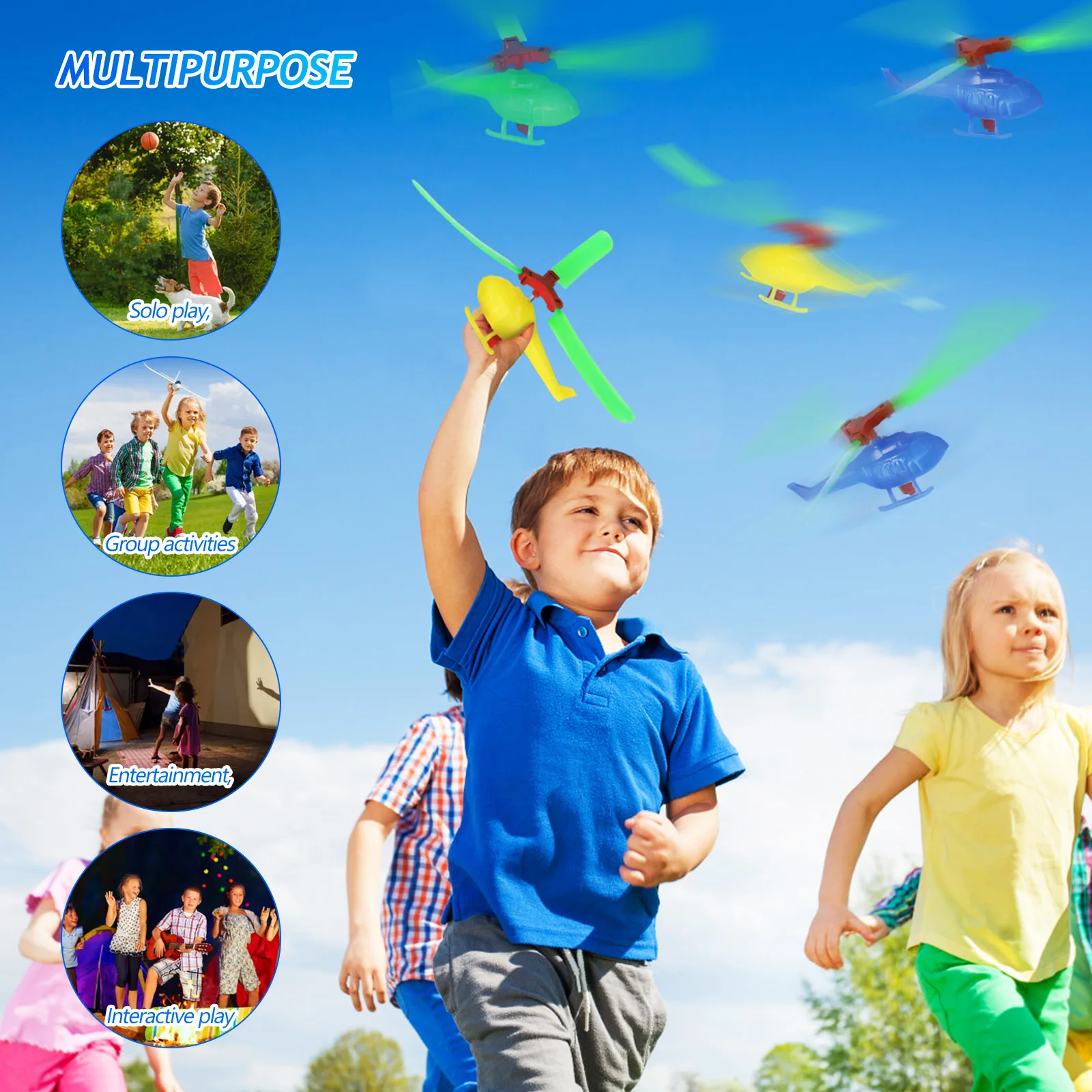 9pcs Flying Helicopter Pull String Launcher Outdoor Sports Flying For Kids Family Party Favors Recreational Airplane Launcher 
9pcs Flying Helicopter Pull String Launcher Outdoor Sports Flying For Kids Family Party Favors Recreational Airplane Launcher