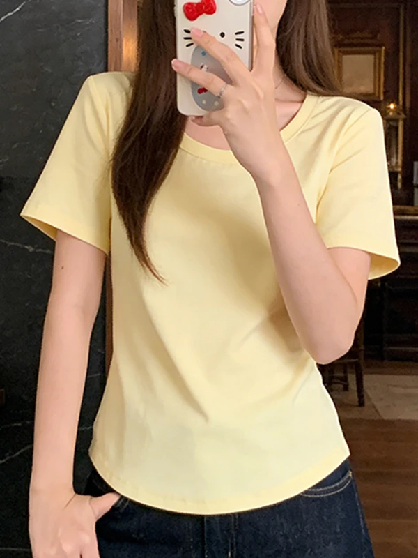 plus Size Summer T-Shirt round Neck Short Sleeve Slimming Fashionable Color Women's Top Korean Style Breathable Skin-Fr...
plus Size Summer T-Shirt round Neck Short Sleeve Slimming Fashionable Color Women's Top Korean Style Breathable Skin-Fr...