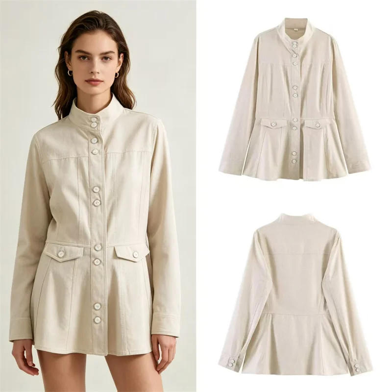 Women Linen Blend Slim-Fit Jacket Stand Collar Button Down Long Sleeve Casual Blazer Tailored Peplum Hem Lightweight Trench Coat
Women Linen Blend Slim-Fit Jacket Stand Collar Button Down Long Sleeve Casual Blazer Tailored Peplum Hem Lightweight Trench Coat