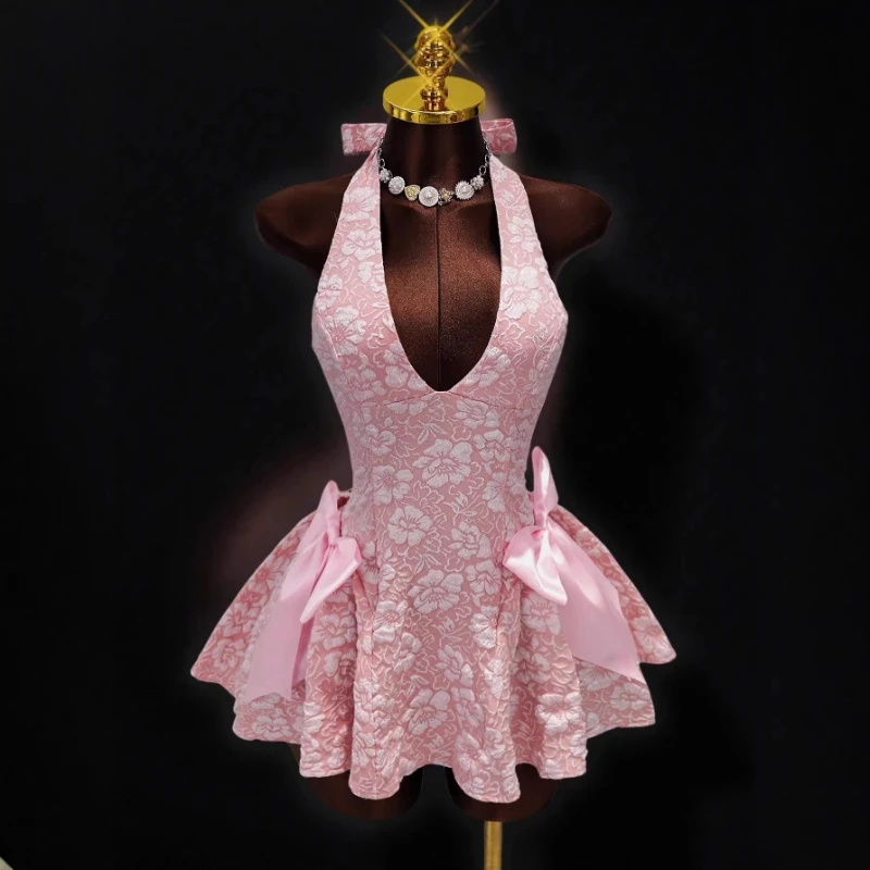 Prom Dress Women Luxury Elegant Evening Dress Halter Neck V Neck Mini Party Dress Floral Jacquard Pink Ruched Waist Peplum 2026
Prom Dress Women Luxury Elegant Evening Dress Halter Neck V Neck Mini Party Dress Floral Jacquard Pink Ruched Waist Peplum 2026