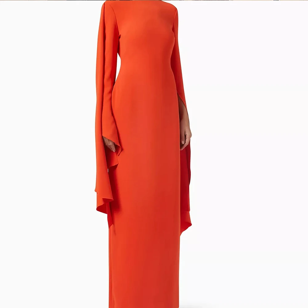 Customized Temperament Off the Shoulder Jersey Evening Dresses Formal High Collar Long Sleeves Straight Special Occasion Gowns
Customized Temperament Off the Shoulder Jersey Evening Dresses Formal High Collar Long Sleeves Straight Special Occasion Gowns