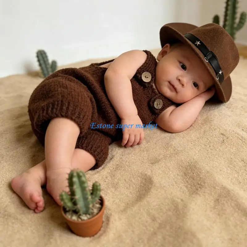 090B Western Themed Newborn Photography Outfit with Hat for Infants Simple to Put On and Take Off for Cherished Memory
090B Western Themed Newborn Photography Outfit with Hat for Infants Simple to Put On and Take Off for Cherished Memory