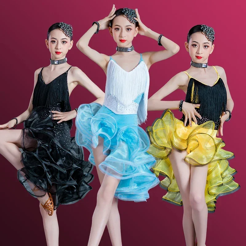 Sleeveless One-piece Latin Stage Performance Clothes New Latin Dance Clothes Tassel Dance Dress Girls
Sleeveless One-piece Latin Stage Performance Clothes New Latin Dance Clothes Tassel Dance Dress Girls
