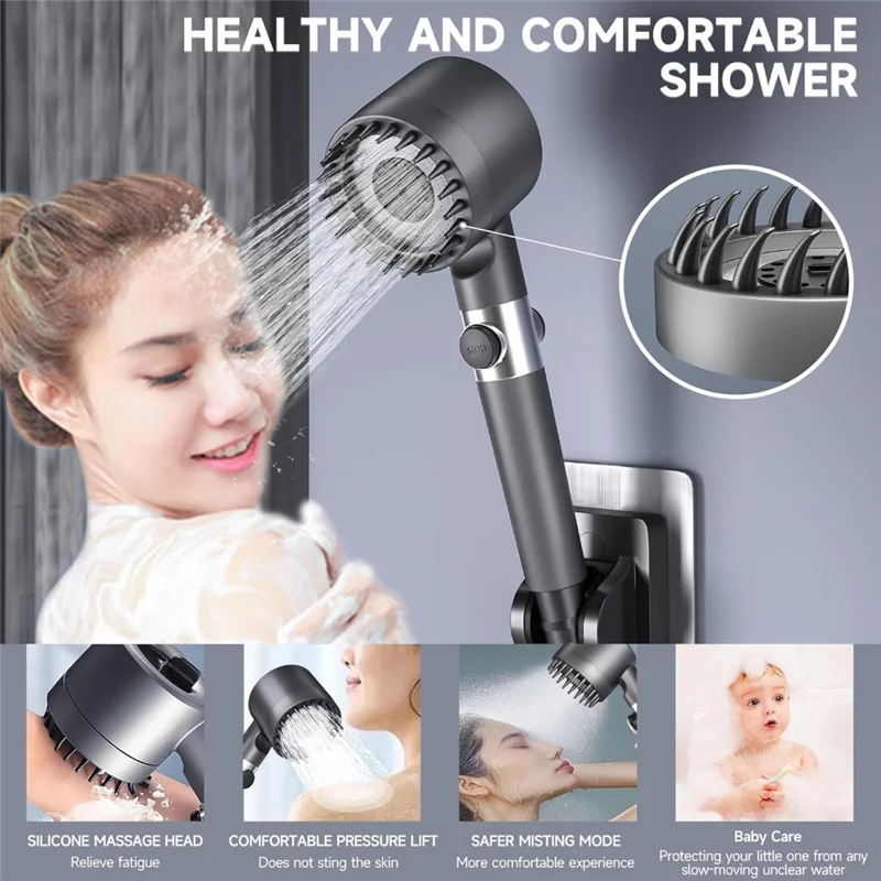 TFTP-Black Shower Head Shower Head 4 Spraymode With Water Filter Showerhead With Handheld For Hard Water,
TFTP-Black Shower Head Shower Head 4 Spraymode With Water Filter Showerhead With Handheld For Hard Water,