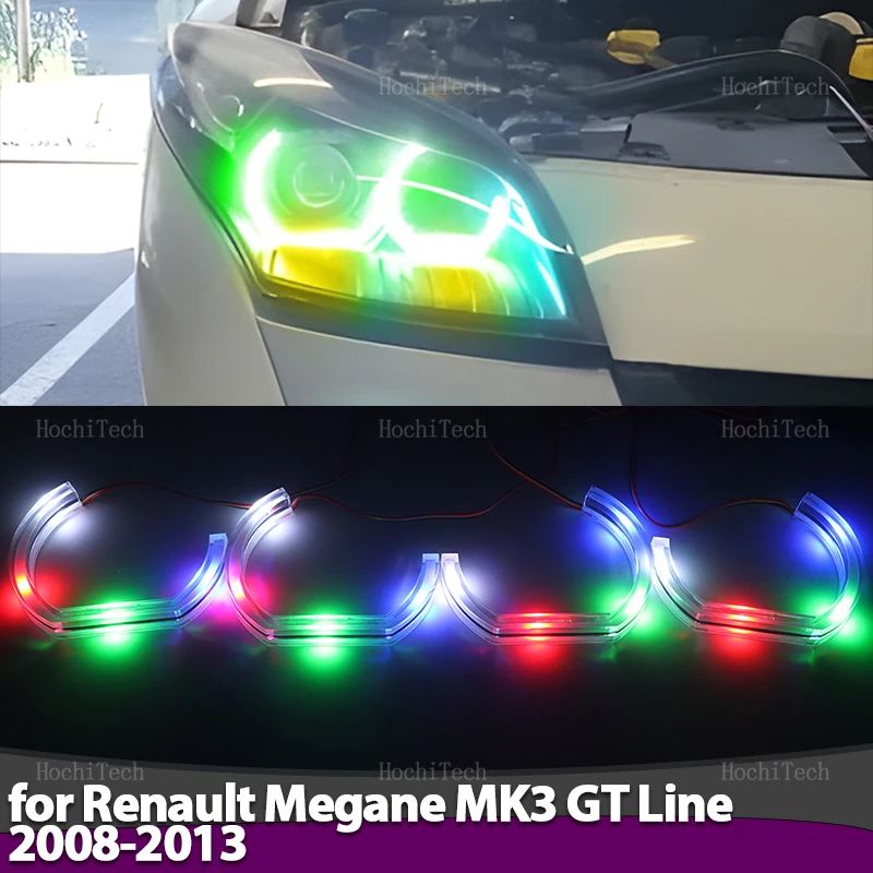RGB multi colors Light Rings APP control Turn signal flashing DRL LED Angel Eyes Kit for Renault Megane MK3 GT Line 2008-2013
RGB multi colors Light Rings APP control Turn signal flashing DRL LED Angel Eyes Kit for Renault Megane MK3 GT Line 2008-2013