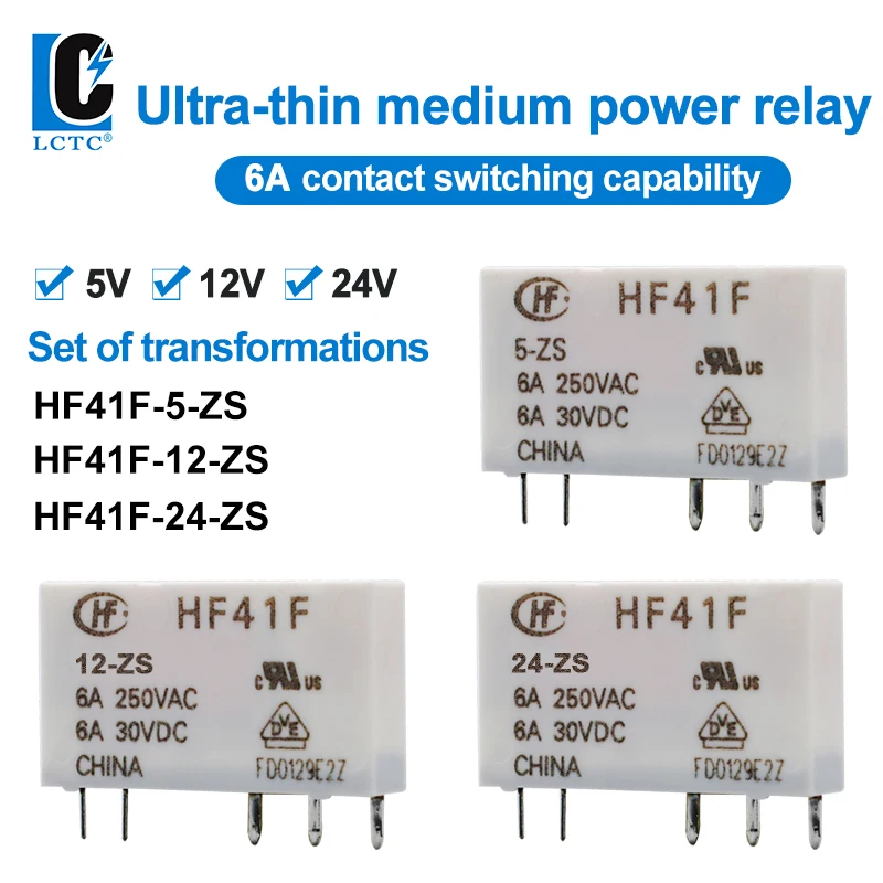 High Frequen Relay 41F-5-ZS 41F-12-ZS 41F-24-ZS 5V 12V 24V ZS Slim Type Power Relay 5 Pin 6A Relay
High Frequen Relay 41F-5-ZS 41F-12-ZS 41F-24-ZS 5V 12V 24V ZS Slim Type Power Relay 5 Pin 6A Relay