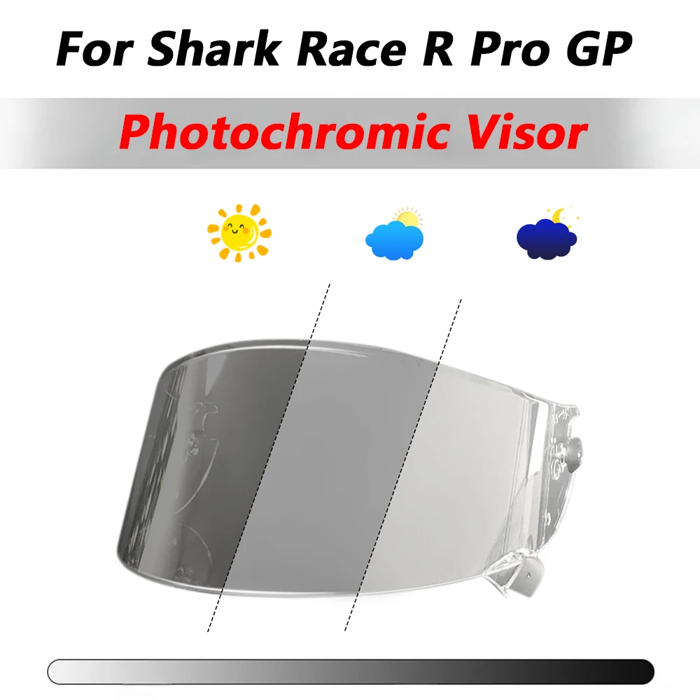 Фотохромный козырек для шлема для Shark Race R Pro GP, линзы для мотоциклетного шлема, анти-УФ-хромный чайный черный козырек 
Фотохромный козырек для шлема для Shark Race R Pro GP, линзы для мотоциклетного шлема, анти-УФ-хромный чайный черный козырек