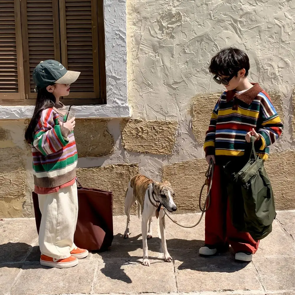 Children's Sweater 2025 Spring Children's Lapel Striped Knitted Top Children's Foreign Style Knitted Rainbow Jacket
Children's Sweater 2025 Spring Children's Lapel Striped Knitted Top Children's Foreign Style Knitted Rainbow Jacket