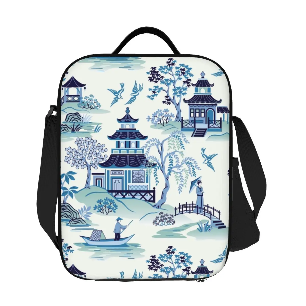 Chinoiserie Pagoda Blue Antique Willow Ware Thermal Insulated Lunch Bags Women Oriental Style Portable Lunch Tote Bento Food Box
Chinoiserie Pagoda Blue Antique Willow Ware Thermal Insulated Lunch Bags Women Oriental Style Portable Lunch Tote Bento Food Box