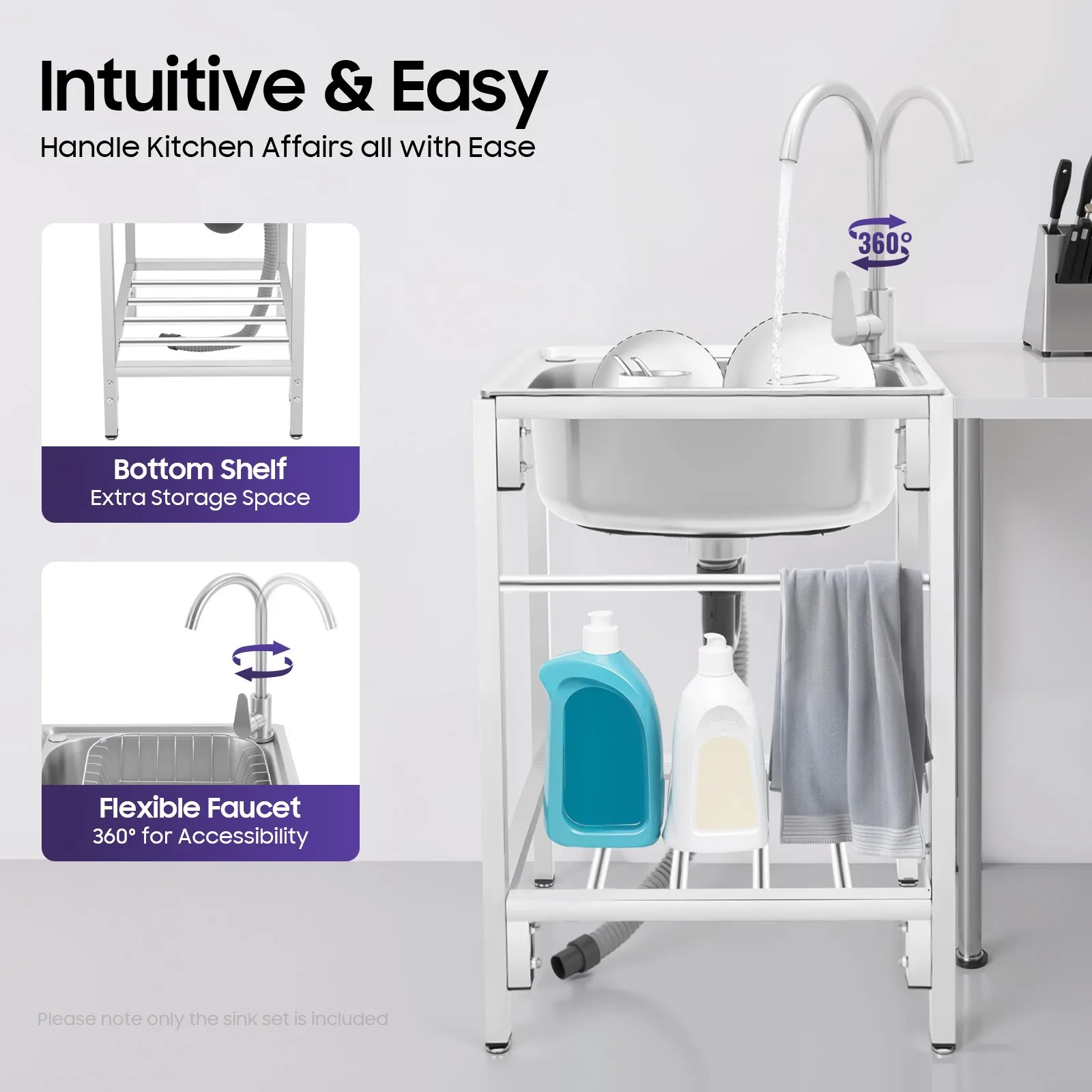 Outdoor Utility Sink Kitchen Single Trough for Washing Commercial/Home Utility Sink Single Bowl with Faucet for Laundry/Backyard
Outdoor Utility Sink Kitchen Single Trough for Washing Commercial/Home Utility Sink Single Bowl with Faucet for Laundry/Backyard