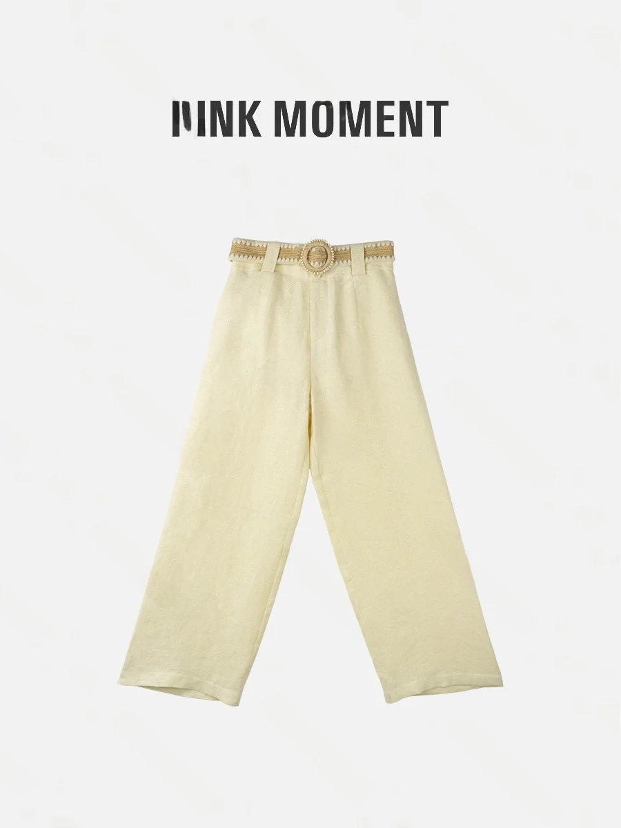 PM Wang Na Na Linen Wide Leg Pants High Waist Belted Knitted Casual Straight Leg Belted Women's Faion Spring Season
PM Wang Na Na Linen Wide Leg Pants High Waist Belted Knitted Casual Straight Leg Belted Women's Faion Spring Season