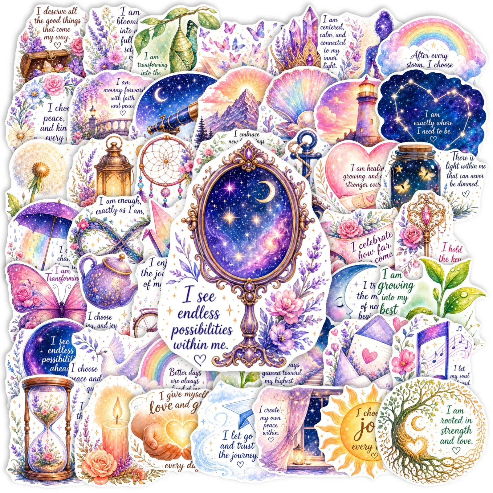 New 50 Daily Affirmations Stickers Inspirational Language Positive Energy Encourages English Decorative Waterproof Stickers
New 50 Daily Affirmations Stickers Inspirational Language Positive Energy Encourages English Decorative Waterproof Stickers