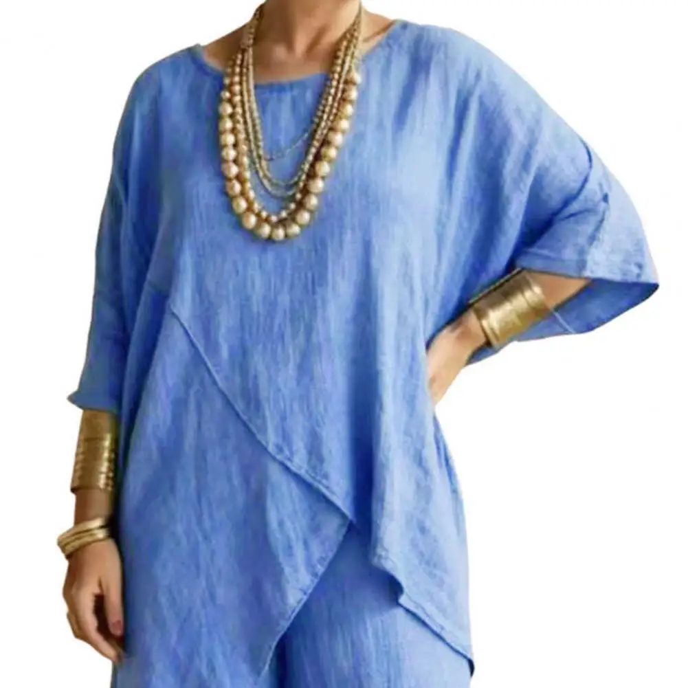 Women Cotton Linen 2 Piece Sets Asymmetrical Hem 3/4 Sleeve Crewneck Top And Wide Leg Pants Matching Lounge Outfits Loose Silhou
Women Cotton Linen 2 Piece Sets Asymmetrical Hem 3/4 Sleeve Crewneck Top And Wide Leg Pants Matching Lounge Outfits Loose Silhou