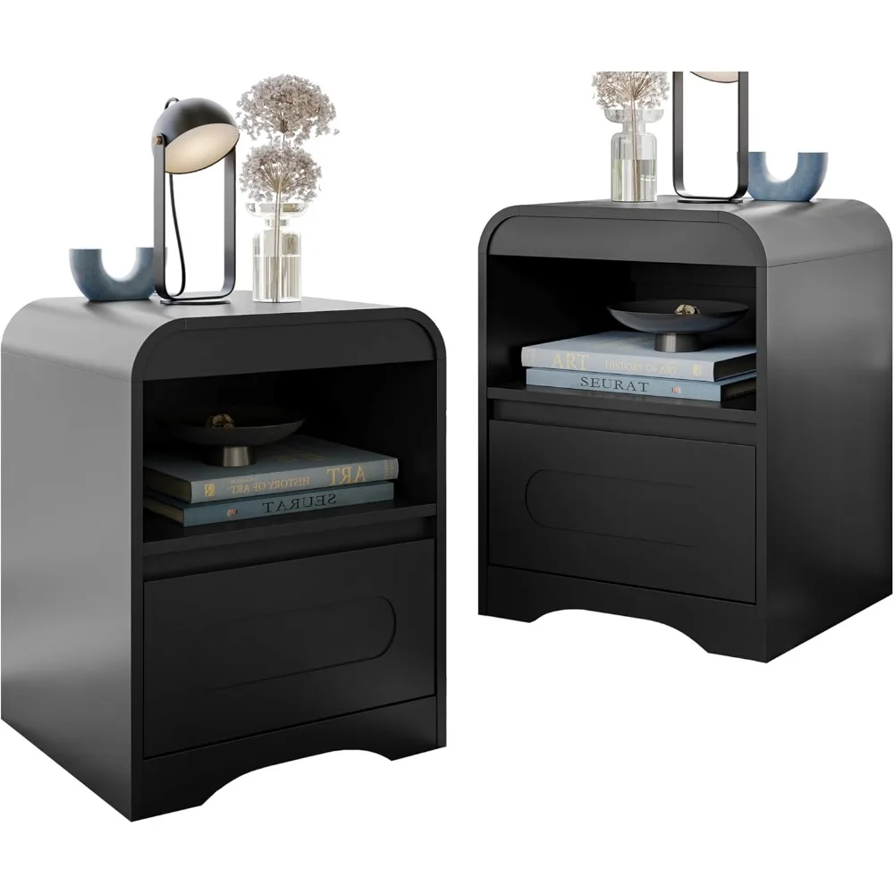 Nightstands Set of 2,Modern Side Table with Drawer,Living Room End Table Curved-Top,Bedroom Bedside Table,Night Stands
Nightstands Set of 2,Modern Side Table with Drawer,Living Room End Table Curved-Top,Bedroom Bedside Table,Night Stands
