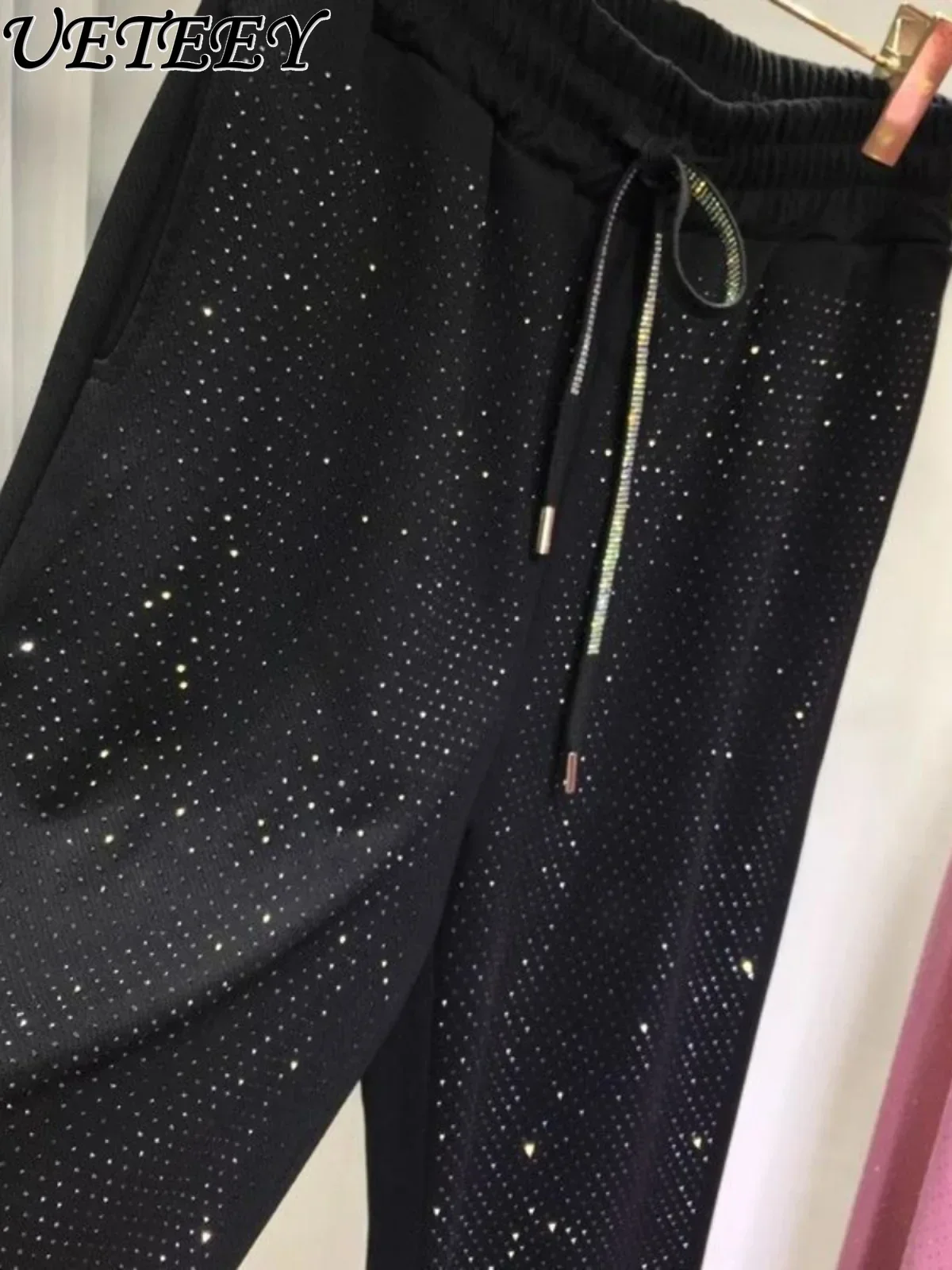 Women Sweatpants Heavy Industry Hot Diamond Black Wide-leg Pants Loose Slimming Straight Long Trousers Female Casual Trousers
Women Sweatpants Heavy Industry Hot Diamond Black Wide-leg Pants Loose Slimming Straight Long Trousers Female Casual Trousers