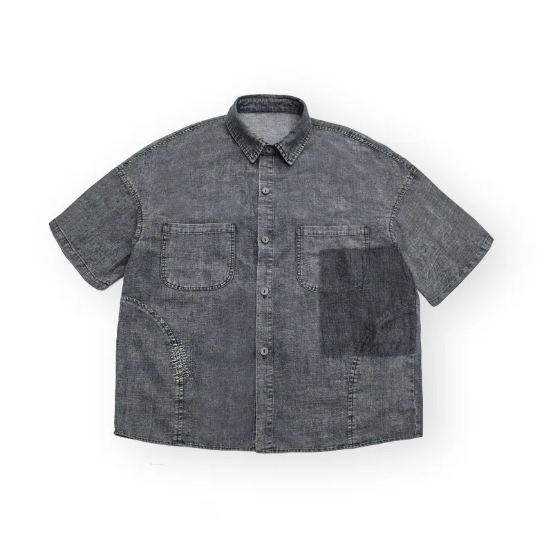 Men Summer Japanese Streetwear AMEKAJI Retro Washed Denim Loose Casual Short Sleeve Pure Cotton Cargo Shirts Cityboy Blouses
Men Summer Japanese Streetwear AMEKAJI Retro Washed Denim Loose Casual Short Sleeve Pure Cotton Cargo Shirts Cityboy Blouses
