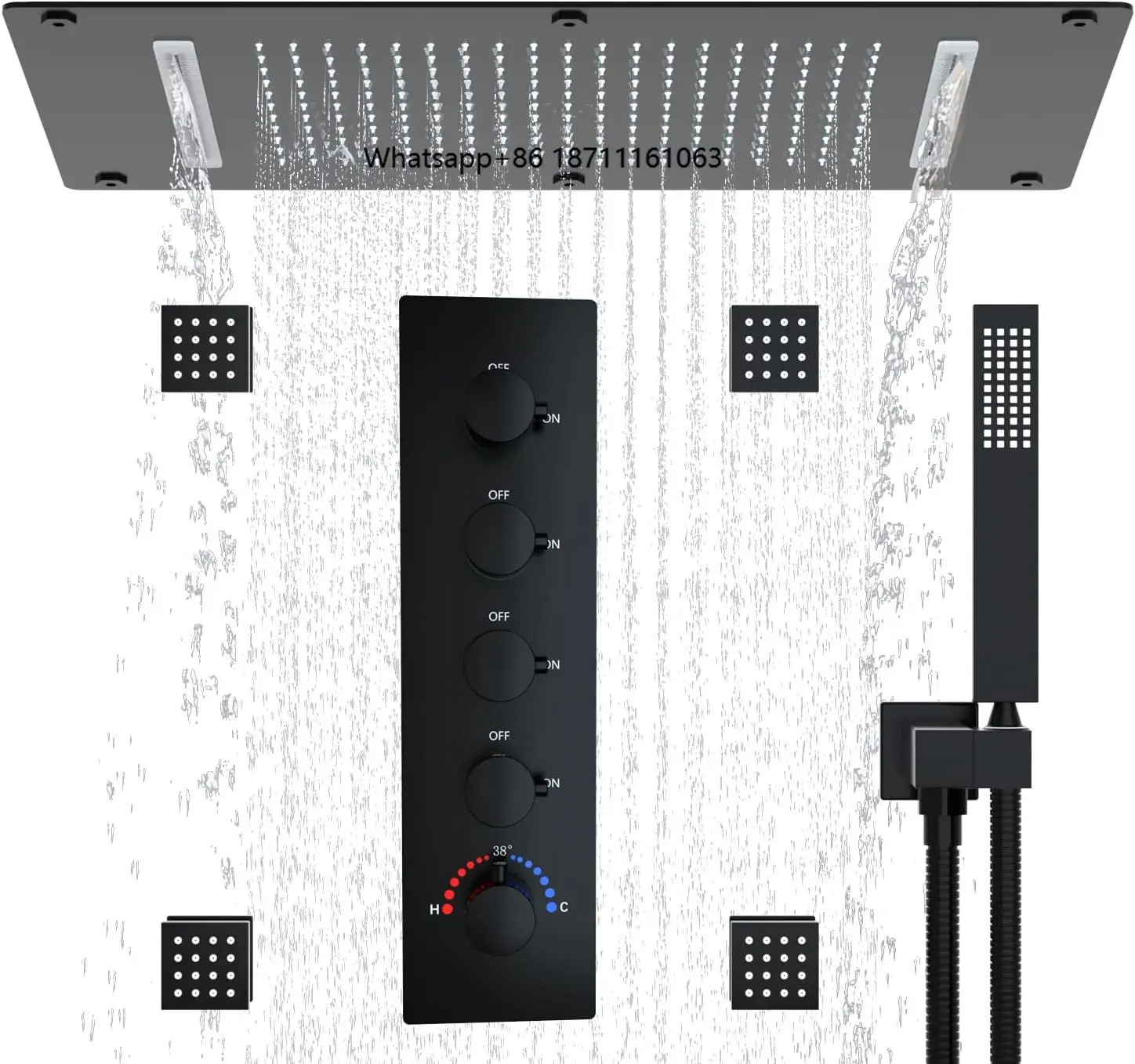 Modern Thermostatic Shower Faucet Set with Square Shower Head Slide Bar Single Handle Rain/Jet/Massage Spray
Modern Thermostatic Shower Faucet Set with Square Shower Head Slide Bar Single Handle Rain/Jet/Massage Spray