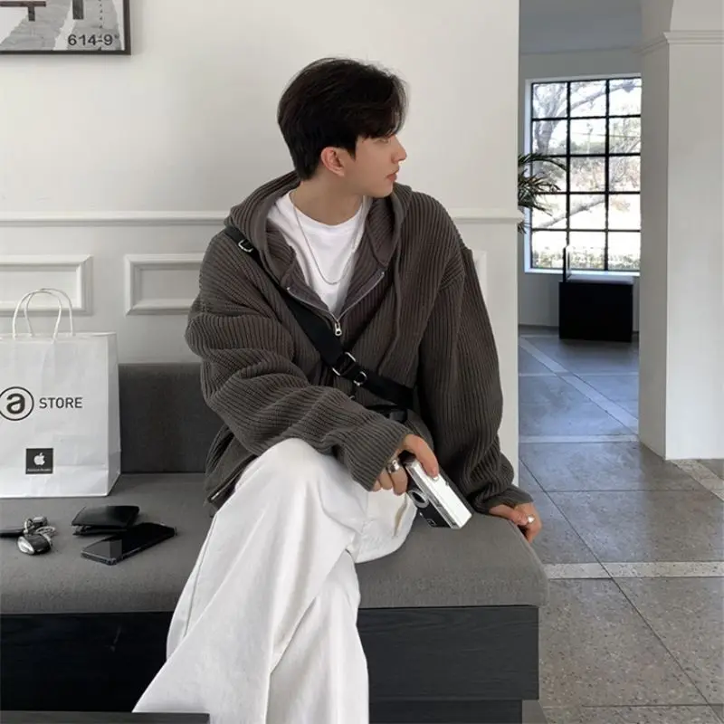 Korean Style Knit Cardigans Men's Hooded Sweaters Loose Tops Jackets Trendy Harajuku Y2K Subculture Fashion Outerwear Pullovers
Korean Style Knit Cardigans Men's Hooded Sweaters Loose Tops Jackets Trendy Harajuku Y2K Subculture Fashion Outerwear Pullovers