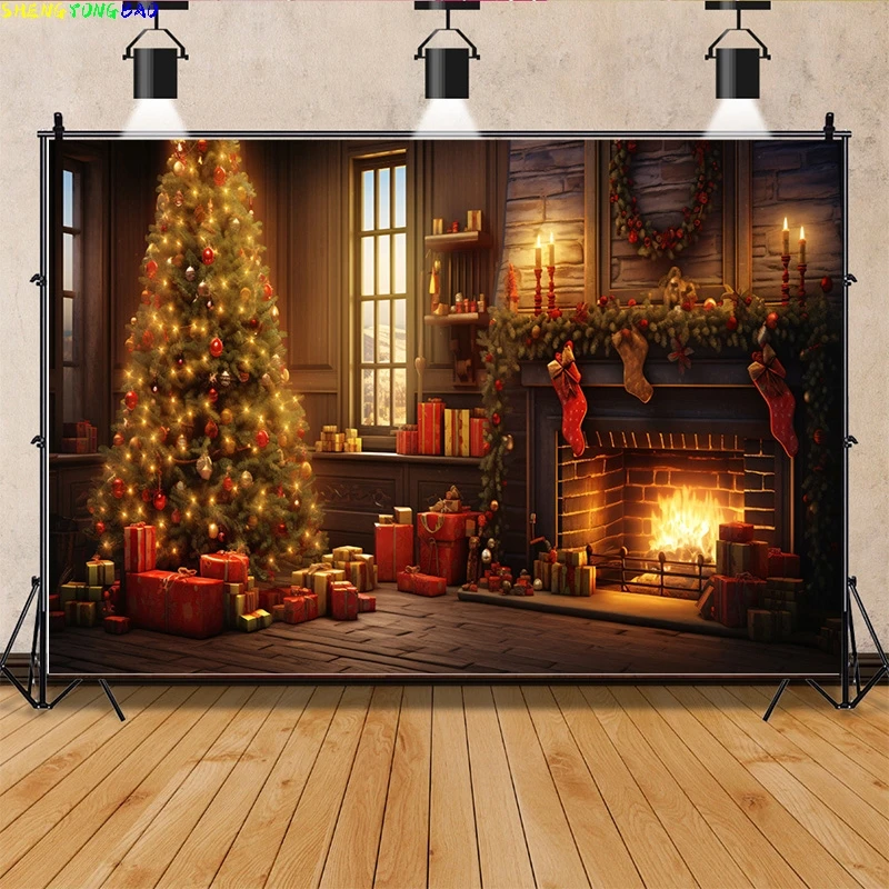 Vinyl Custom Christmas Day Fireplace Photography Backdrops Prop Window Living Room Interior Village House Theme Background DR-09
Vinyl Custom Christmas Day Fireplace Photography Backdrops Prop Window Living Room Interior Village House Theme Background DR-09