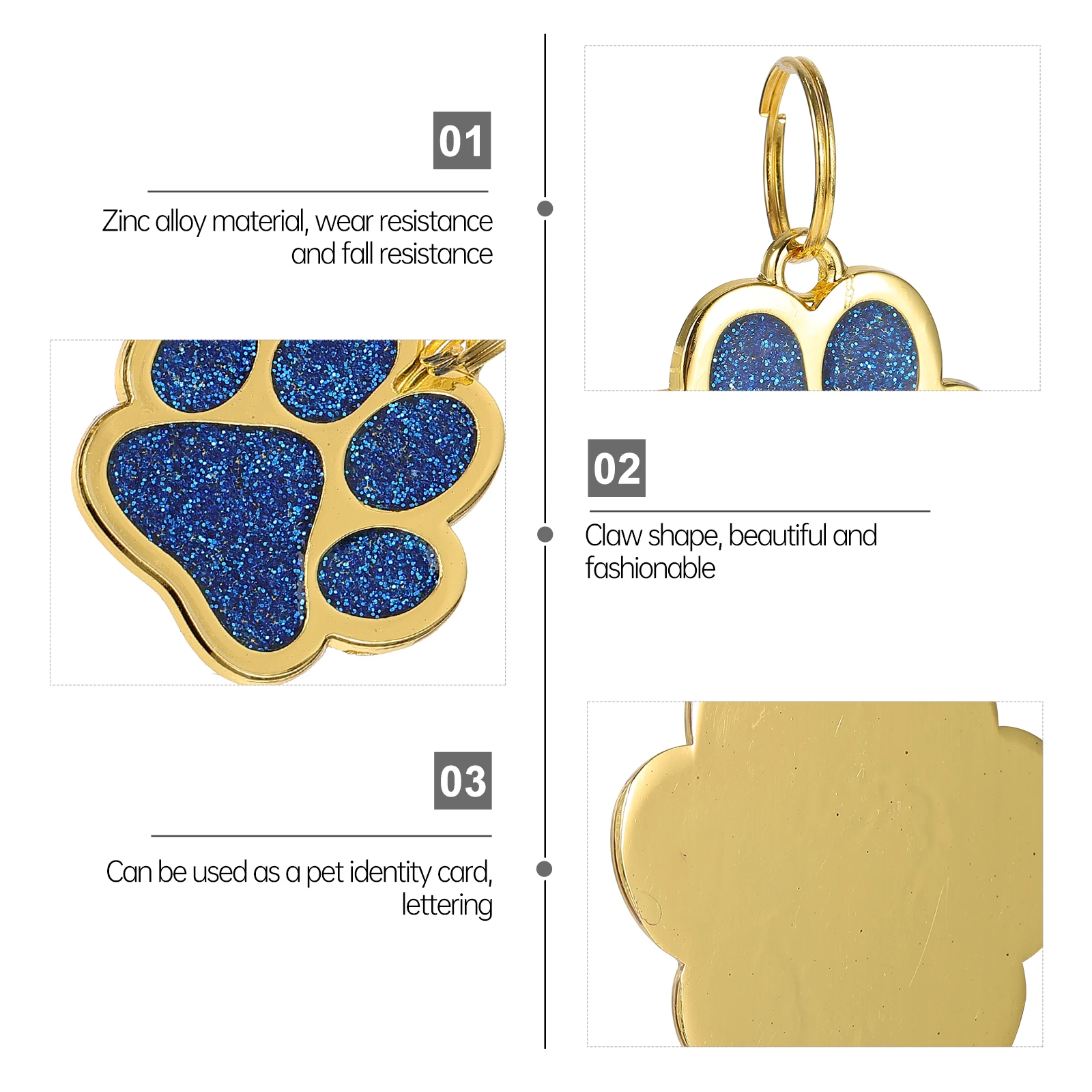 3pcs Metal Foot Print Dog Card Zinc Alloy Pet Tags Stylish Design Carefully Polished Hanging Cat Name Phone Number Charm Dog ID
3pcs Metal Foot Print Dog Card Zinc Alloy Pet Tags Stylish Design Carefully Polished Hanging Cat Name Phone Number Charm Dog ID