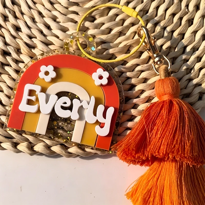 Cute Bag Charm Custom Name Tag Acrylic Keychain with Tassel Accessory Flower Colorful Personalized Nameplate Keyring Wholesale
Cute Bag Charm Custom Name Tag Acrylic Keychain with Tassel Accessory Flower Colorful Personalized Nameplate Keyring Wholesale
