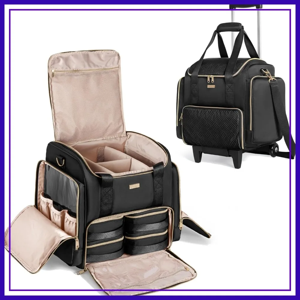 Rolling Makeup Case with 4 Removable Bags, Professional Train Case with Wheels, Travel Bag with Brushes Storage, Black
Rolling Makeup Case with 4 Removable Bags, Professional Train Case with Wheels, Travel Bag with Brushes Storage, Black
