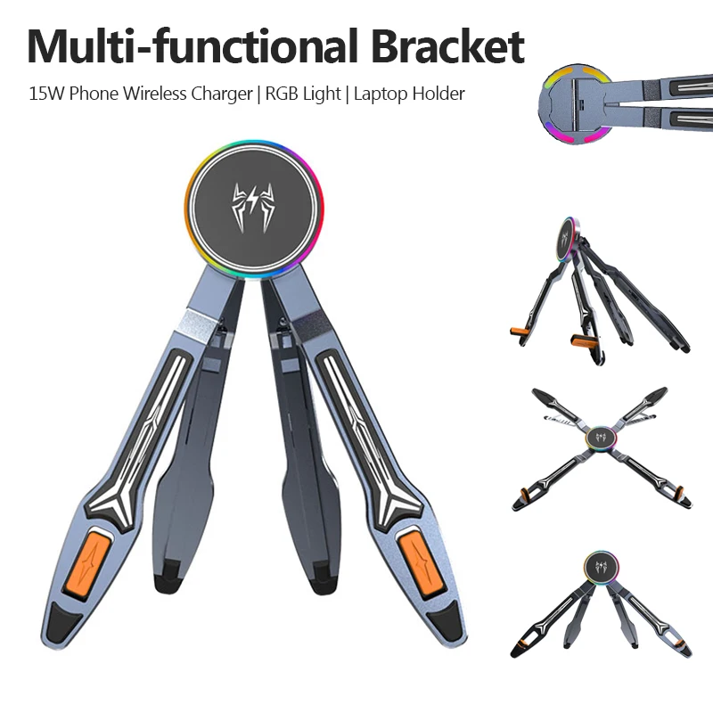 Handheld Phone Holder Stand RGB Light Multi-format Laptop Mount with Magnetic Wireless Charger Foldable Tablet Bracket For iPad
Handheld Phone Holder Stand RGB Light Multi-format Laptop Mount with Magnetic Wireless Charger Foldable Tablet Bracket For iPad