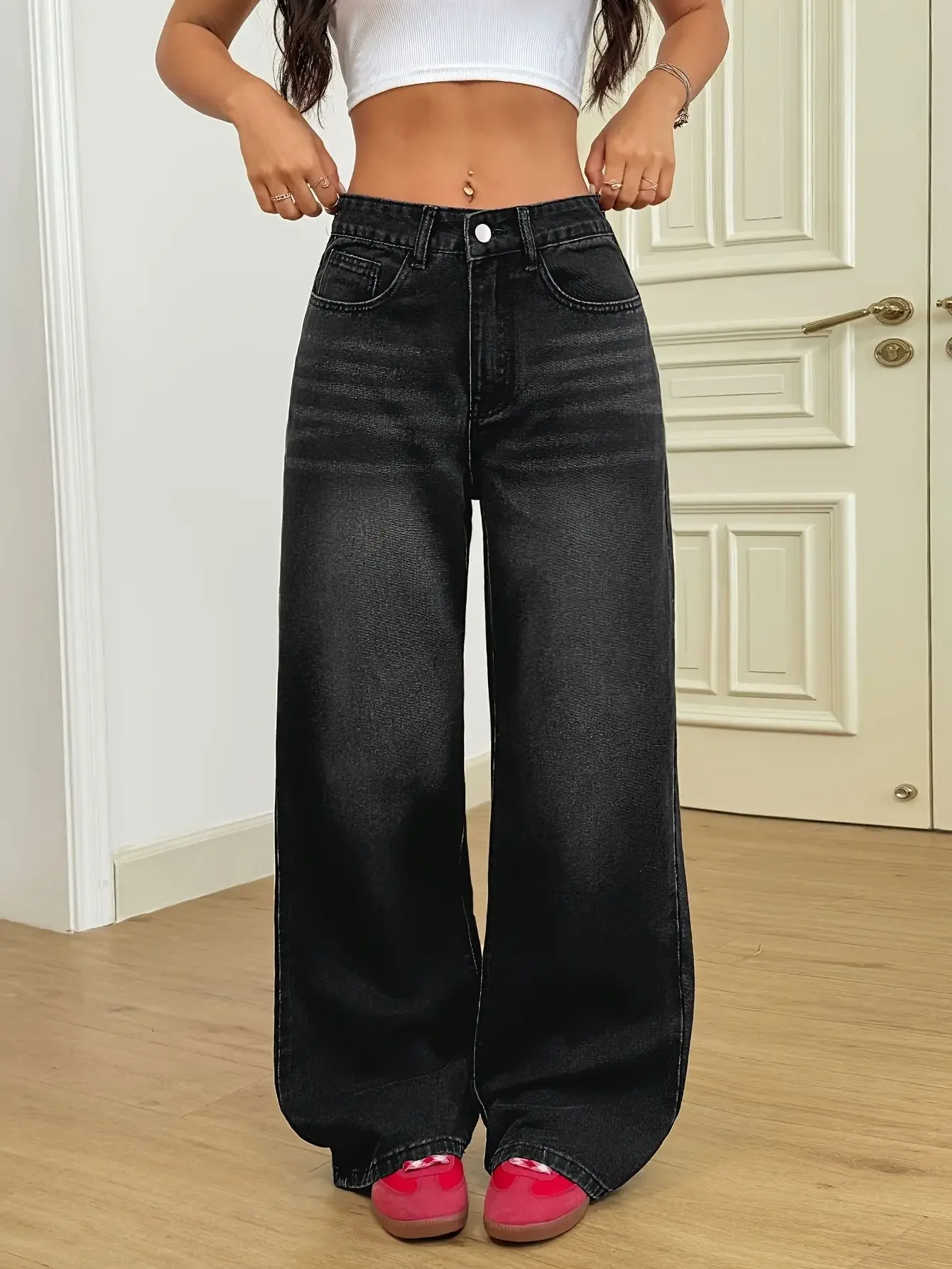 Retro High Waist Jeans Women's Fashion Y2K Straight Loose Denim Trousers Casual Vintage Washed Black Gary Girls Casual Pants
Retro High Waist Jeans Women's Fashion Y2K Straight Loose Denim Trousers Casual Vintage Washed Black Gary Girls Casual Pants
