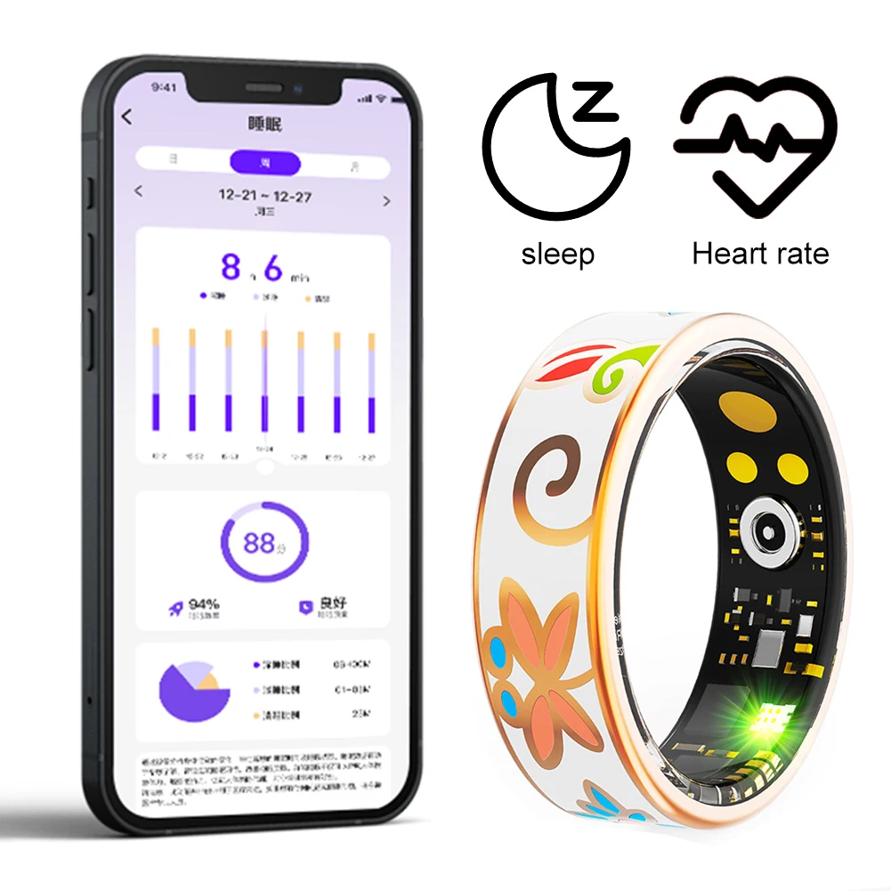 Color Enamels Craftsmanship Smart Ring Health Tracker Heart Rate SPO2/BP Sleep Monitoring Health Monitor for Women
Color Enamels Craftsmanship Smart Ring Health Tracker Heart Rate SPO2/BP Sleep Monitoring Health Monitor for Women