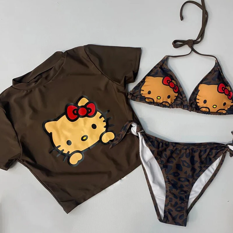 Sanrio Hello Kitty Women's 3 Piece Swimsuit Halter String Bikini Tie Side Mesh Short Sleeve Bathing Suits
Sanrio Hello Kitty Women's 3 Piece Swimsuit Halter String Bikini Tie Side Mesh Short Sleeve Bathing Suits