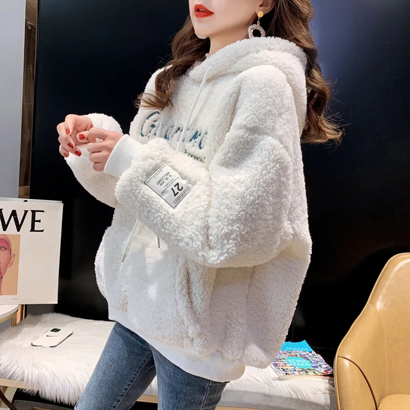 Women Autumn Thickened Fleece Hoodies Sweatshirt Women Lamb Winter Warm Pullover Hat Coat Trendy Loose Casual Hoodie Top
Women Autumn Thickened Fleece Hoodies Sweatshirt Women Lamb Winter Warm Pullover Hat Coat Trendy Loose Casual Hoodie Top