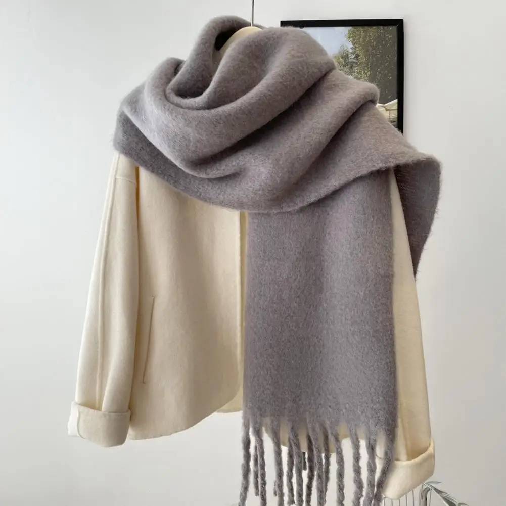 Women Winter Scarf Solid Color Thickened Warm Shawl Scarf with Tassel Design Cold Weather Soft Shawl Fashion Accessories
Women Winter Scarf Solid Color Thickened Warm Shawl Scarf with Tassel Design Cold Weather Soft Shawl Fashion Accessories