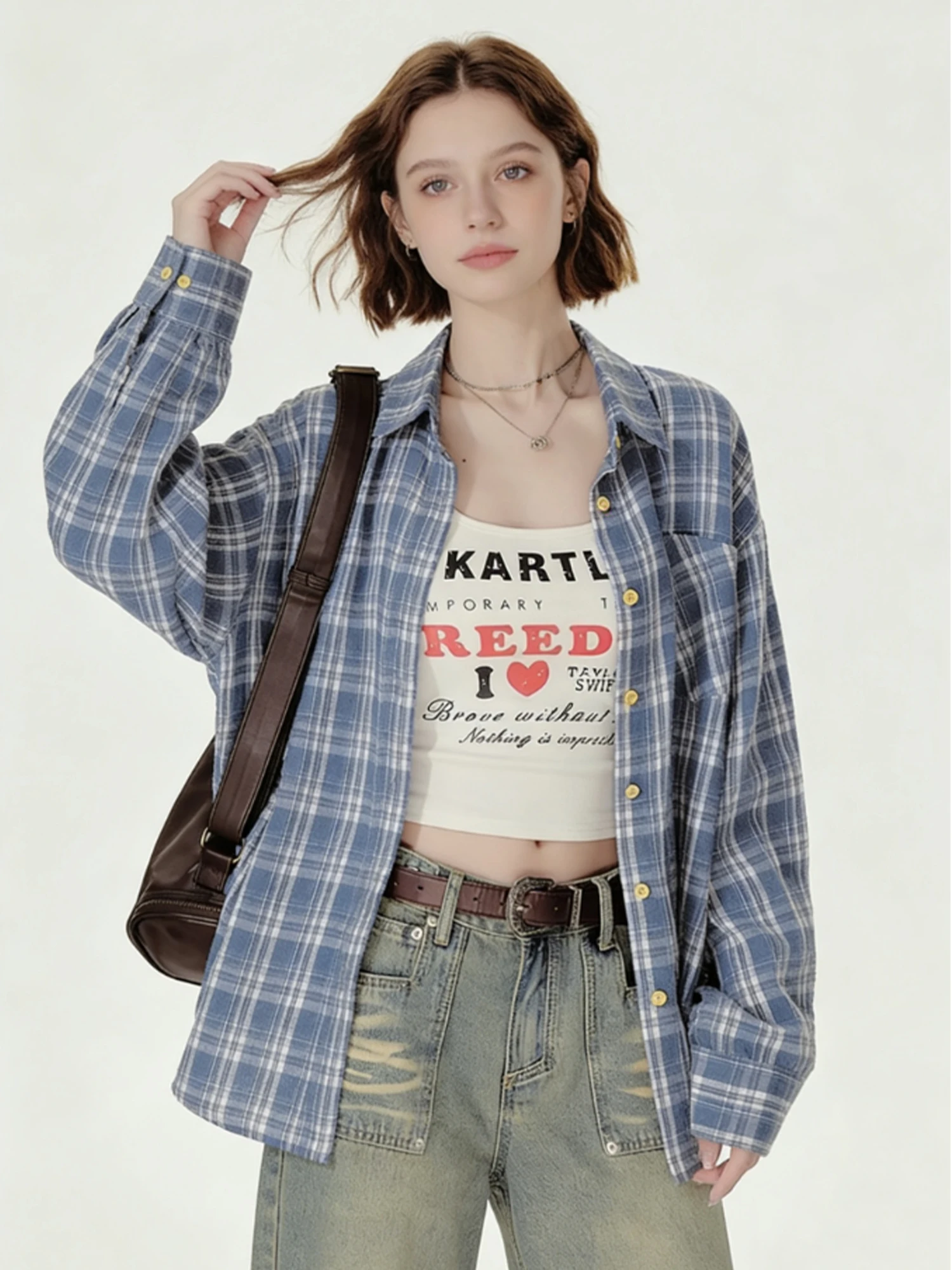 Women's Blue Plaid Blouses and Shirts Y2K Aesthetic Vintage Long Sleeve Shirt Preppy Style Loose Blouse Coat New Spring Autumn
Women's Blue Plaid Blouses and Shirts Y2K Aesthetic Vintage Long Sleeve Shirt Preppy Style Loose Blouse Coat New Spring Autumn