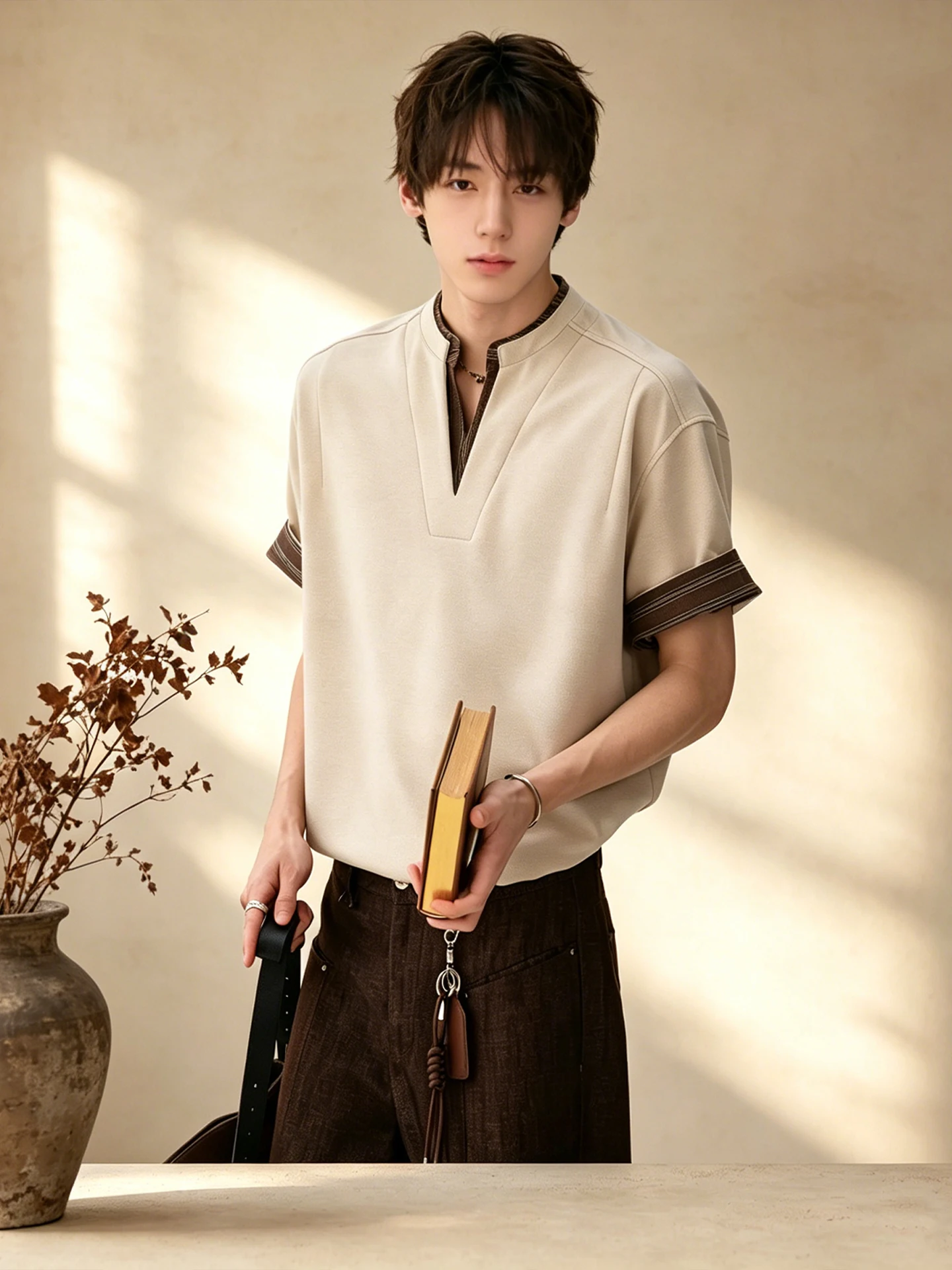 Modal Knitted Short Sleeve T-Shirt Men's Summer Vintage Style Half Sleeve High End Feeling Casual Loose Fit V-Neck Tee
Modal Knitted Short Sleeve T-Shirt Men's Summer Vintage Style Half Sleeve High End Feeling Casual Loose Fit V-Neck Tee