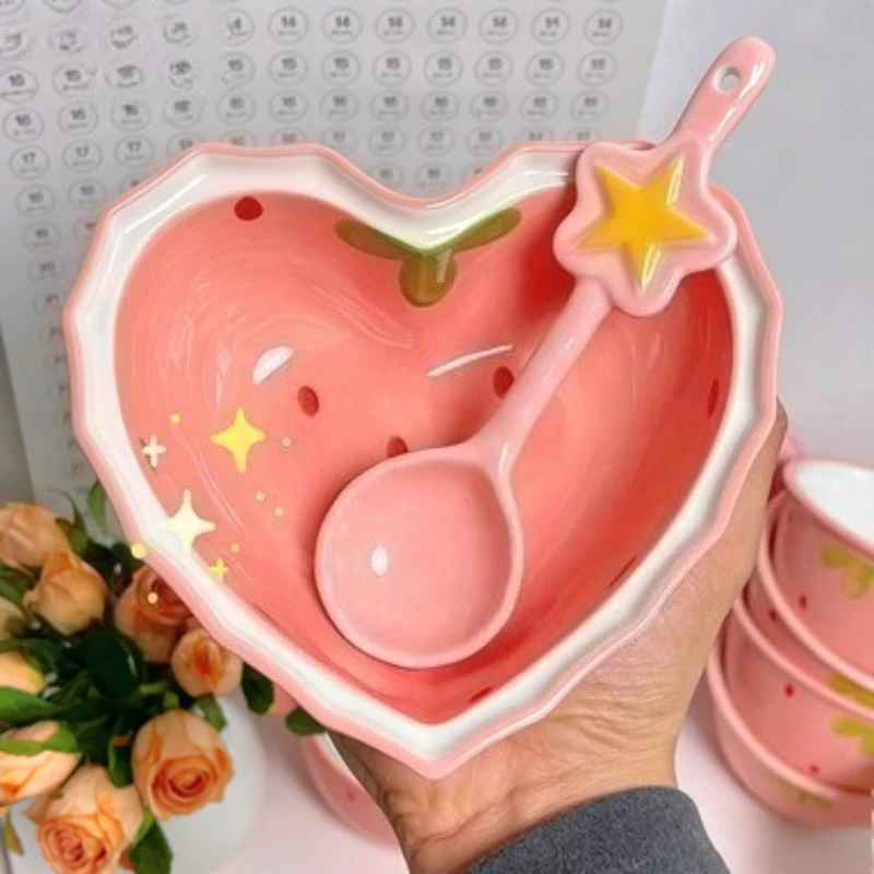 Strawberry Lamian Noodles Bowl And Spoon Creative Ceramic Hot Instant Noodles Lovely Strawberry Bowl Beautiful Kitchen Utensils
Strawberry Lamian Noodles Bowl And Spoon Creative Ceramic Hot Instant Noodles Lovely Strawberry Bowl Beautiful Kitchen Utensils