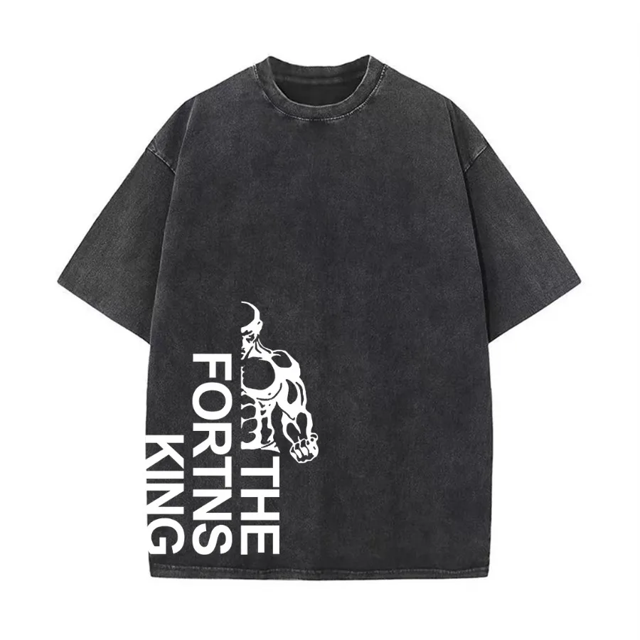 Summer new printed men's washed T-shirt pure cotton loose street fashion casual fitness commuter
Summer new printed men's washed T-shirt pure cotton loose street fashion casual fitness commuter