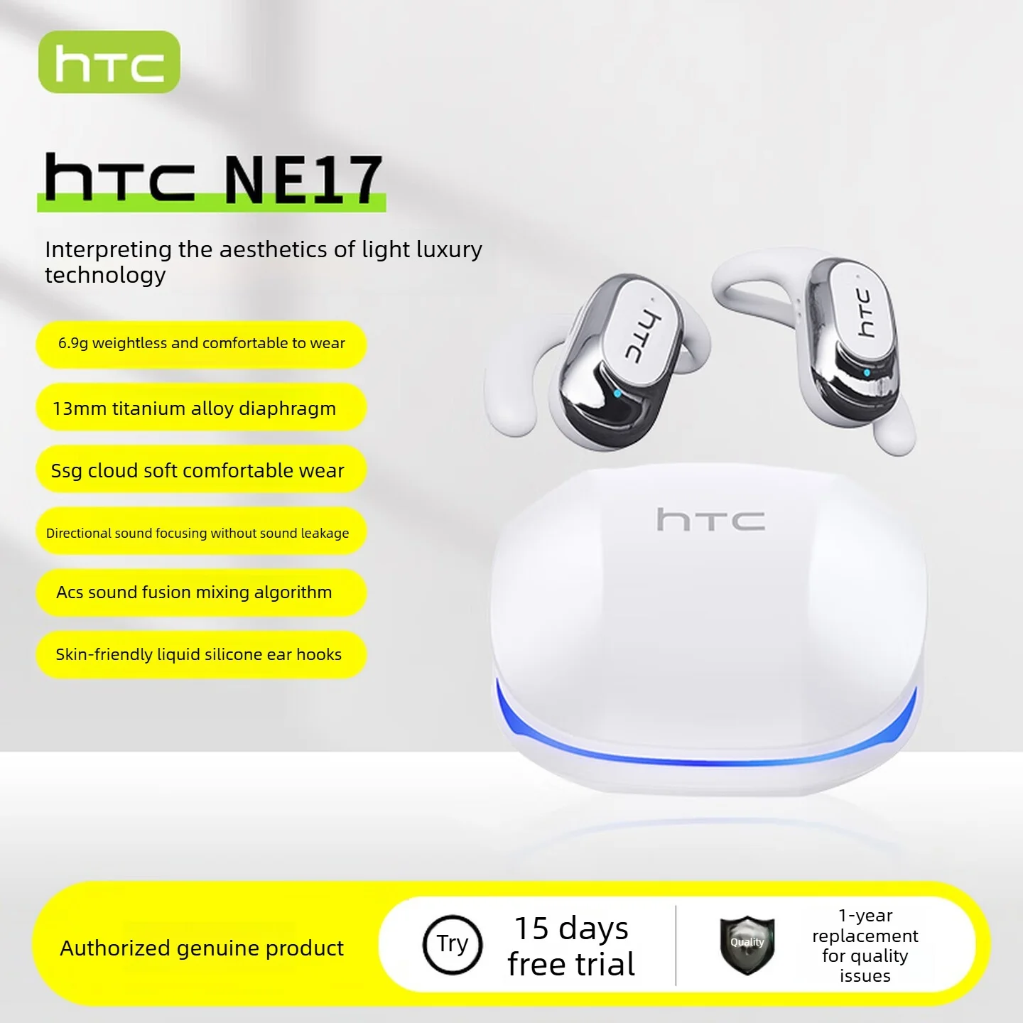 HTC NE17 TWS BT6.0 Ear-hook Gaming Earbuds ENC Noise Cancellation HiFi Sound Sports Running AI translation Zero Delay For xiaomi
HTC NE17 TWS BT6.0 Ear-hook Gaming Earbuds ENC Noise Cancellation HiFi Sound Sports Running AI translation Zero Delay For xiaomi