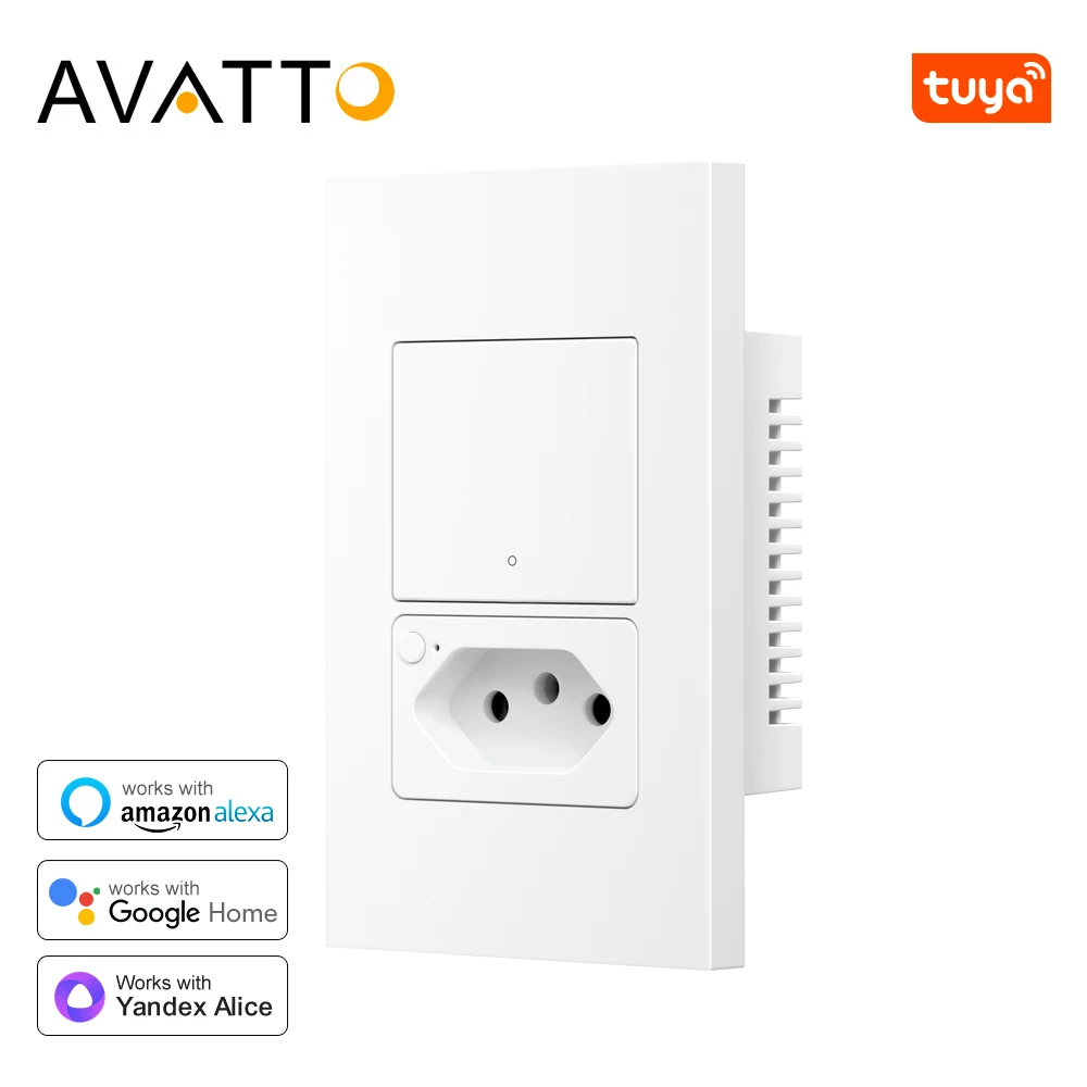 AVATTO Tuya WiFi Smart Brazil Переключатель и розетка 1/2 Gang Кнопочный выключатель света 16A Настенная розетка Работает с Alexa Google home
AVATTO Tuya WiFi Smart Brazil Переключатель и розетка 1/2 Gang Кнопочный выключатель света 16A Настенная розетка Работает с Alexa Google home